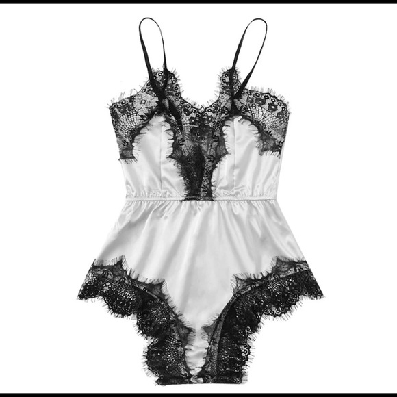 Lace Satin RomperBodysuit sleepwear lingeriePyjama - Picture 1 of 5